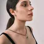 Single-Eye Dzi Bead Pendant with Turquoise & Diamonds | Gold-Silver Plated Tibetan Amulet | Ward Off Evil & Negative Energy Protection Jewelry