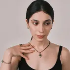 Single-Eye Dzi Bead Pendant with Turquoise & Diamonds | Gold-Silver Plated Tibetan Amulet | Ward Off Evil & Negative Energy Protection Jewelry