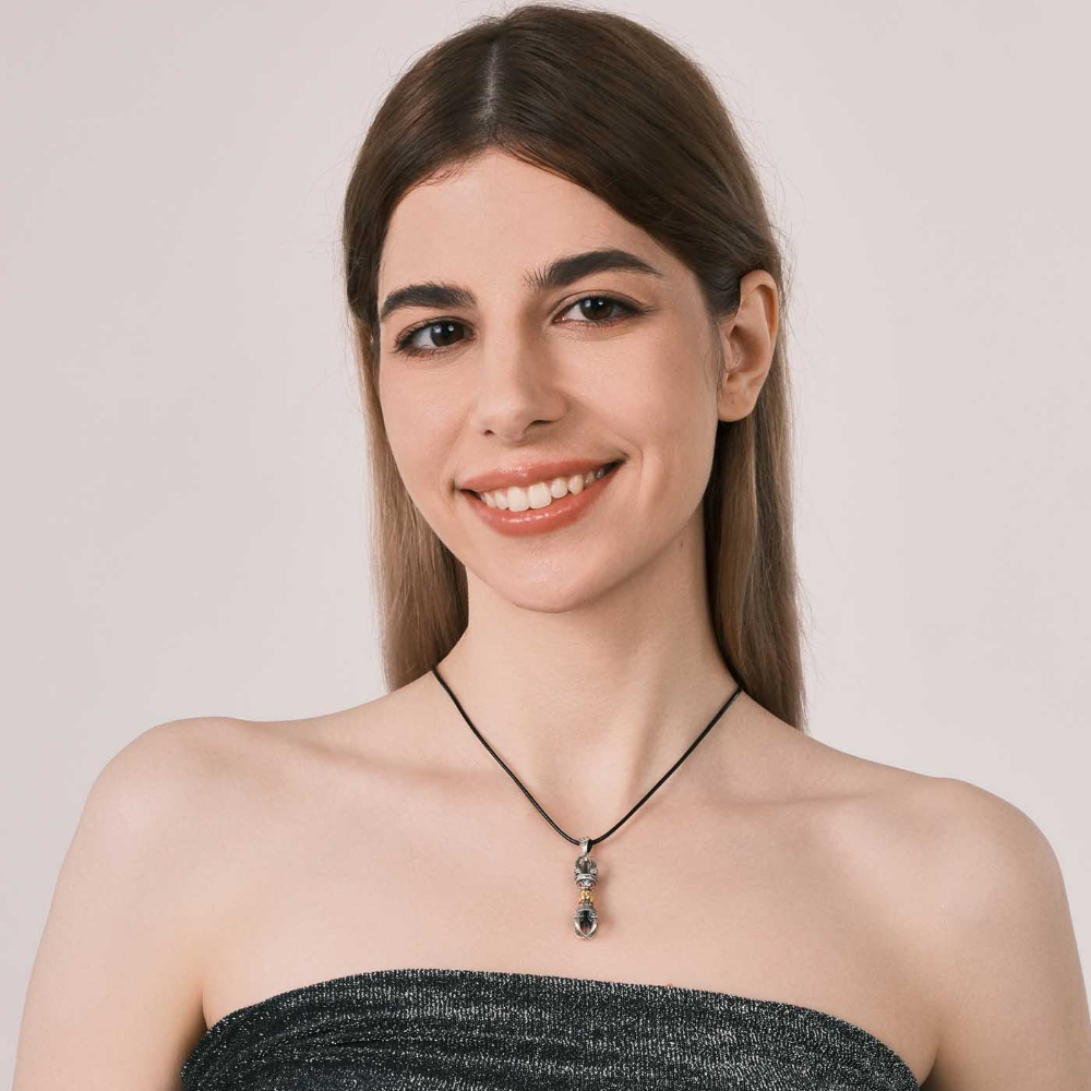 Vajra Pendant Inlaid with Pumpkin Red Zircon, Gold & Silver Plated - Powerful Protective Amulet, Tibetan Cultural Totem