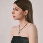 Vajra Pendant Inlaid with Pumpkin Red Zircon, Gold & Silver Plated - Powerful Protective Amulet, Tibetan Cultural Totem