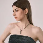 Vajra Pendant Inlaid with Pumpkin Red Zircon, Gold & Silver Plated - Powerful Protective Amulet, Tibetan Cultural Totem