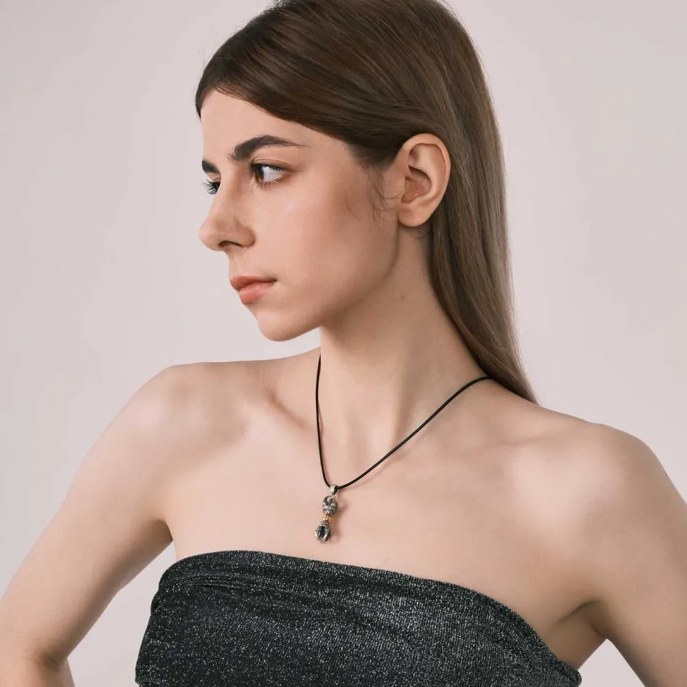 Vajra Pendant Inlaid with Pumpkin Red Zircon, Gold & Silver Plated - Powerful Protective Amulet, Tibetan Cultural Totem