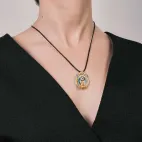 Single-Eye Dzi Bead Gau Box Pendant, Inlaid with White/Blue/Red Diamonds, Gold & Silver Plated - Protective Amulet with Storage, Tibetan Noble Style Accessory