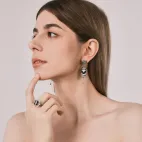 Openable Flower Gau Box Ring Inlaid with White Diamonds, Pumpkin Red Zircons & One-Eye Dzi Bead - Protective Wisdom Blessing Ring