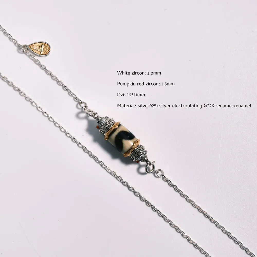 Tiger Tooth Dzi Bead Necklace - Divine Blessing & Bold Statement Piece, Side-Hung for Continuous Luck