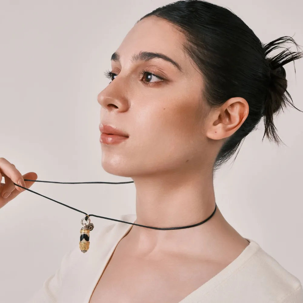 Light & Shadow Flow · Eye of Protection | Rotatable Gold-Plated Tiger Tooth Dzi Bead Pendant - Wisdom & Guardian Light Luxury Necklace