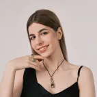 Rotatable Vajra Green Tara Dzi Bead Pendant - Lotus & Guardian Symbol, Energy Cycle Amulet, Tibetan Spiritual Jewelry