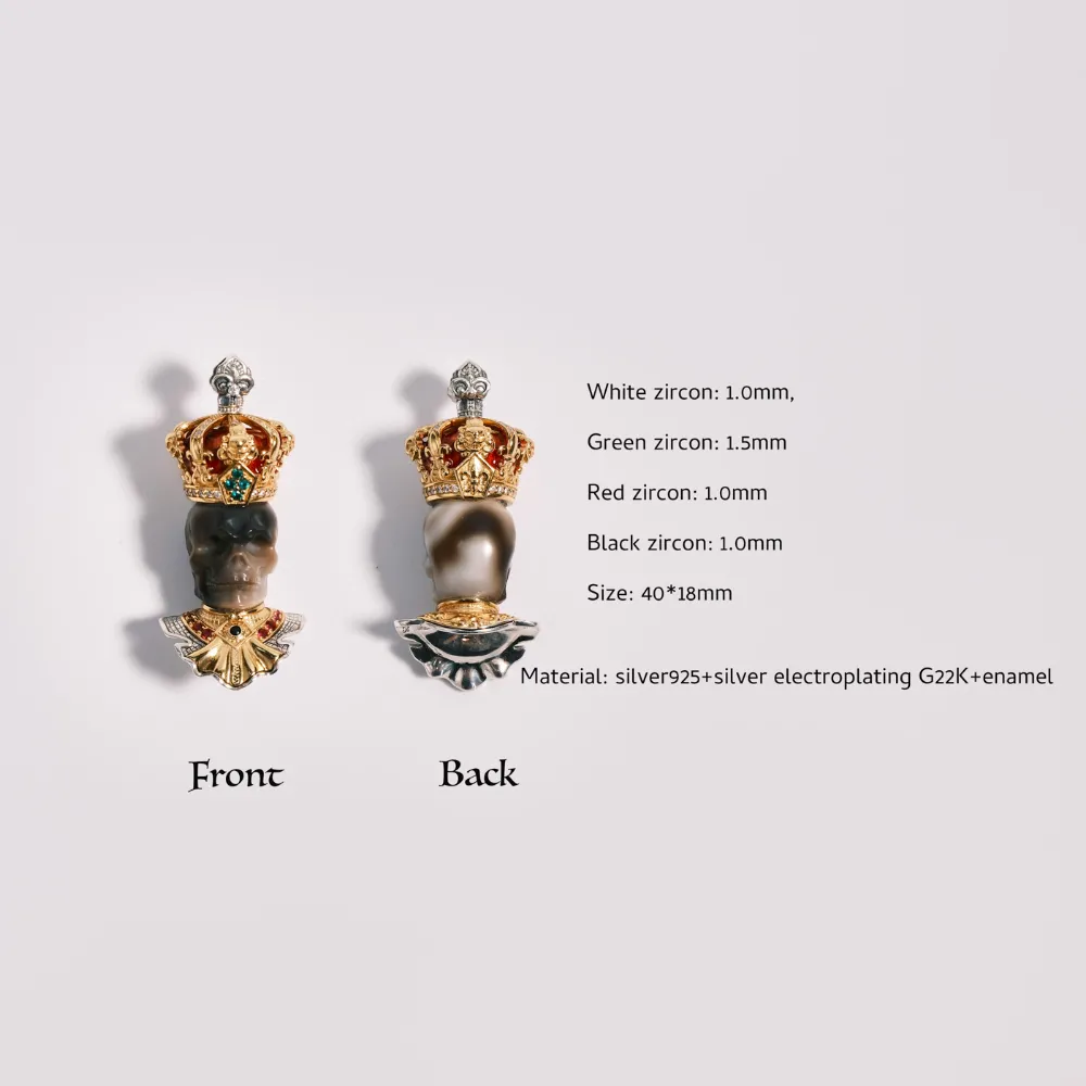 Skeleton King Embossed Pendant, Tibetan Citipati Culture Reimagined - Humility & Insight Amulet, Light Luxury Statement Accessory