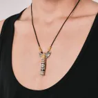 Garuda Pendant on Lotus Base with Unique Totem Dzi Bead - Indestructible Energy Shield