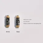 Three-Eye Dzi Bead Pendant, Gold Flower Embrace with High Relief, Thick Gold-Plated, Symbolizing Past Present Future, Tibetan Wisdom Amulet