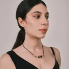 Three-Eye Dzi Bead Pendant, Gold Flower Embrace with High Relief, Thick Gold-Plated, Symbolizing Past Present Future, Tibetan Wisdom Amulet