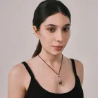 Di Men Two-Eye Dzi Bead Pendant - Sacred Architectural Relief Design, Pave-Set Diamonds & Gemstones, Energy Totem Amulet