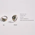 Tibetan Dzi Bead Ring - Gold-Plated Lucky Amulet with Natural Diamond & Turquoise for Women