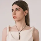 Mini Three-Eye Dzi Bead Pendant - Tibetan Ancient Architecture Micro-Carving Necklace, Matte Gold-Plated Sun & Moon Guardian Amule